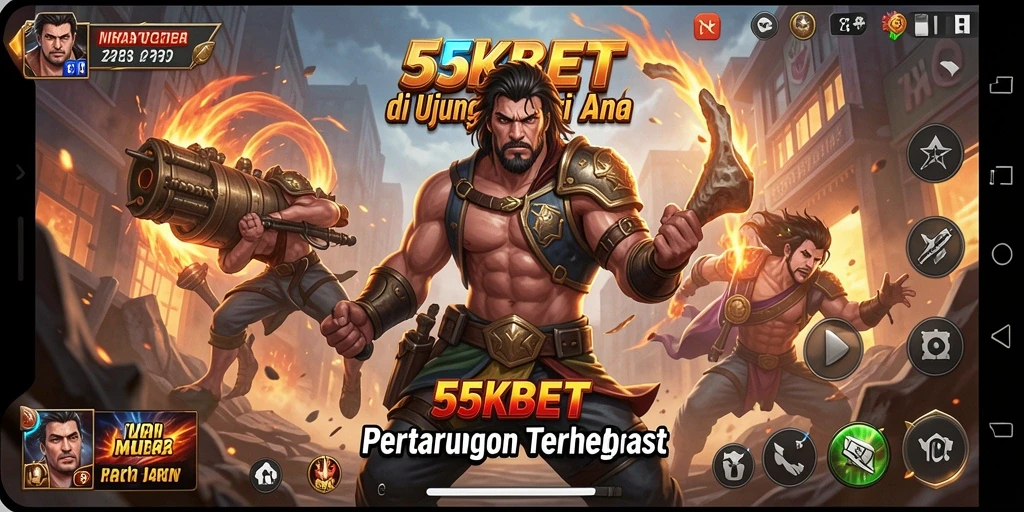 Screenshot gameplay yang menampilkan aksi pertarungan sengit di 55KBET.