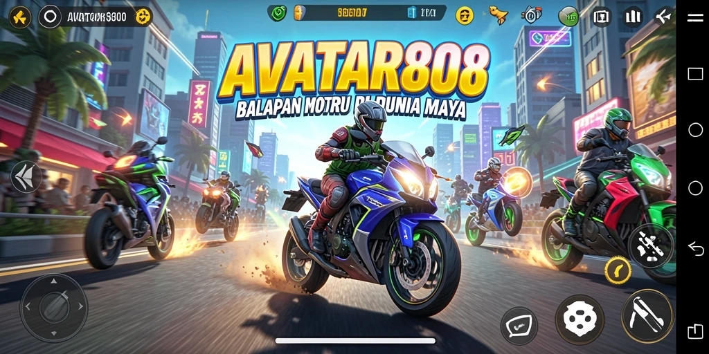 Tampilan gameplay AVATAR808 dengan serunya balapan motor.