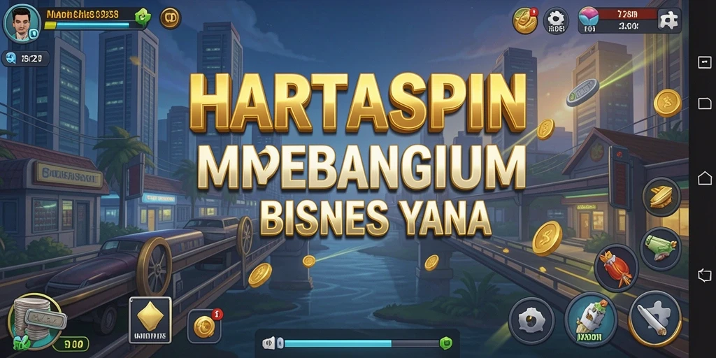 Screenshot gameplay HARTASPIN menampilkan keseruan membangun bisnis.