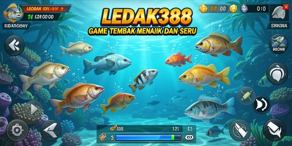 Tampilan gameplay seru saat menembak ikan di LEDAK388.