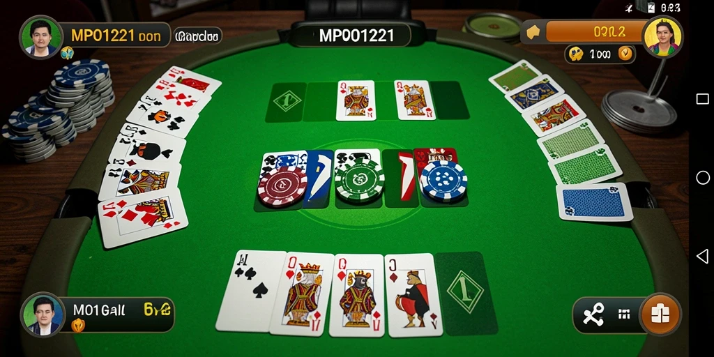 Tampilan gameplay seru MPO1221 dengan teman-teman dalam Gaple.