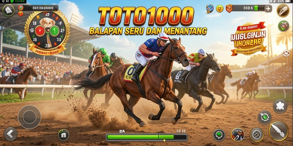 Gameplay seru TOTO1000 dengan trek yang menantang dan mobil cepat.